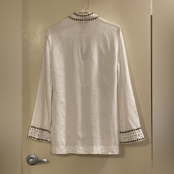 TORY BURCH Embellished Linen Tunic - Picture 2 of 8